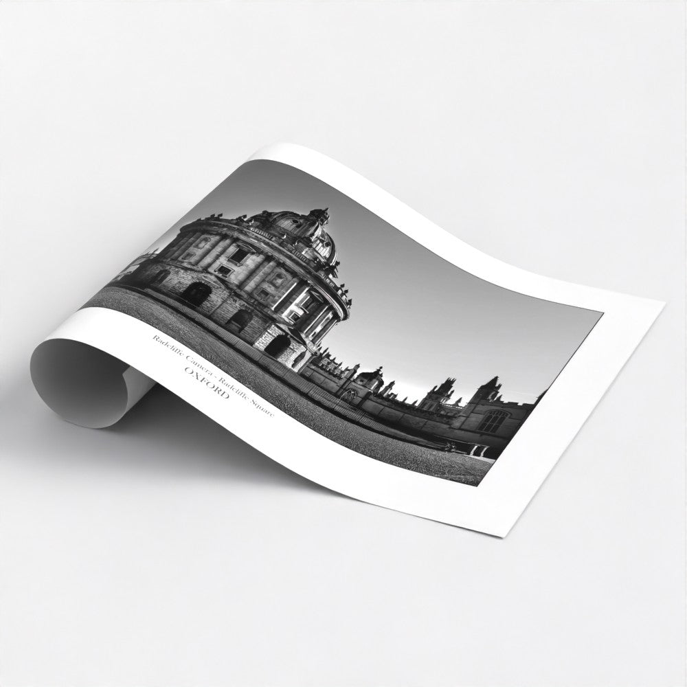 Souvenir, gift or memento of Oxford. B&W  Art Poster of Radcliffe Camera Square.