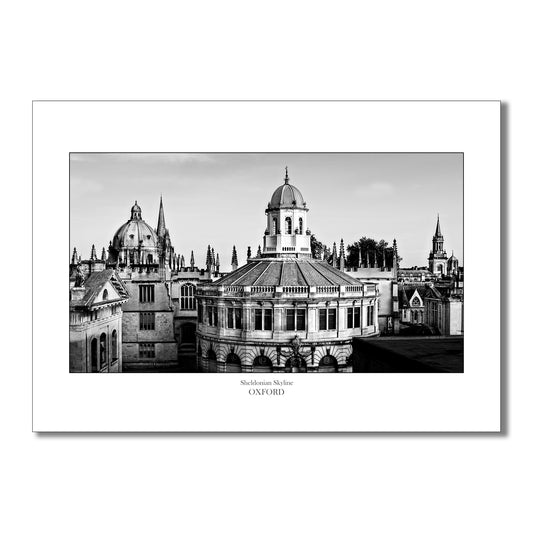 This timeless black and white art print captures the iconic beauty of Oxford's spires skyline.