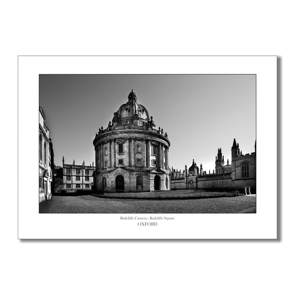 Souvenir, gift or memento of Oxford. B&W  Art Print of Radcliffe Camera Square.