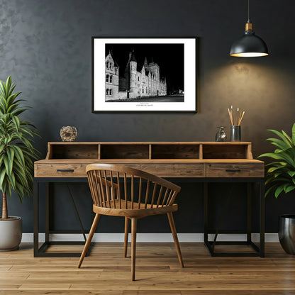 For tourists and students: A captivating black and white photo wall art print of Balliol College, Oxford. Empty streets during lockdown offer a rare glimpse of the college in a moment of quiet reflection