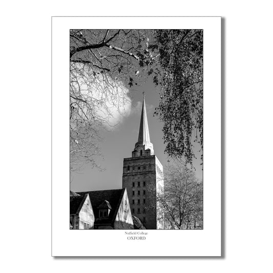 Souvenir, gift or memento of Oxford. B&W  Art Print of Nuffield College Oxford.