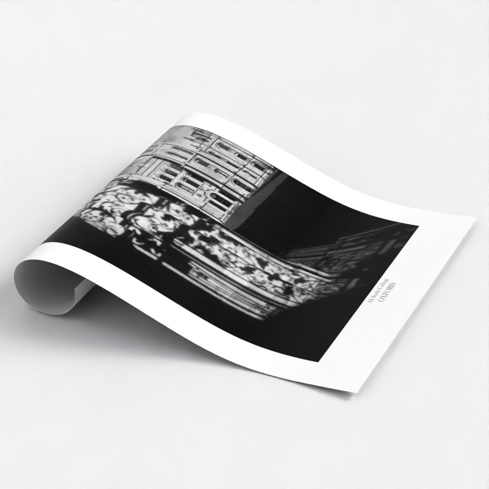 Oxford gift and souvenir ideas - monochrome poster art print of All Souls College University of Oxford