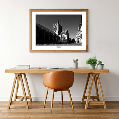 Souvenir, gift or memento of Oxford. B&W  Wall Art Print of Merton College in Oxford.