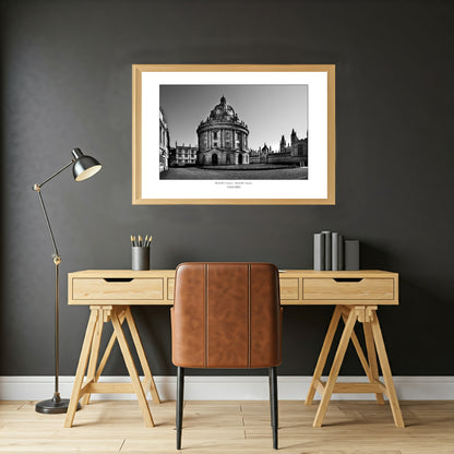 Souvenir, gift or memento of Oxford. B&W  Wall Art Print of Radcliffe Camera Square.